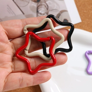 Colorful star-shaped metal spring gate hooks for DIY keychains and accessory crafts