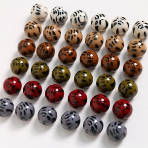 Perles rondes en résine à motif léopard de couleurs variées pour bijoux DIY