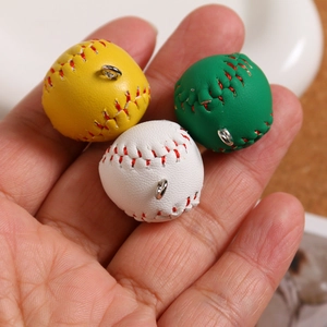Mini Sports Baseball Keychain Charm Faux Leather Softball Pendant For Bags Phone Car Hanging DIY Jewelry Accessories
