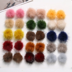 Assorted 3.5cm colorful mink fur pom poms for DIY jewelry and hair accessories