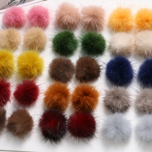 Detailed grid display of 3.5cm colorful faux fur pom poms for DIY jewelry and hair accessories