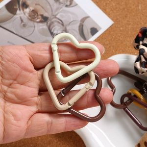 Matte macaron heart alloy spring clasps in assorted earth tones for DIY keychains
