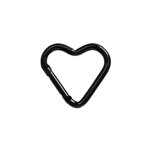 Glossy black heart-shaped alloy spring buckle for DIY keychains and bag accessories
