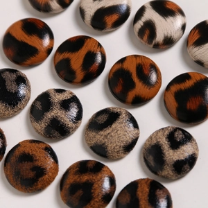 Vintage leopard and tiger print leather round decorative buttons for DIY accessories