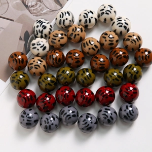 Perles rondes en résine imprimé léopard pour bijoux DIY et accessoires de coque