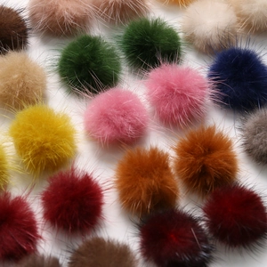 3.5cm colorful mink fur pompoms in multiple shades for DIY crafts and accessories