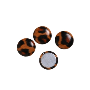 Set of four trendy round leopard print leather magnetic buttons for DIY hair clips or pins