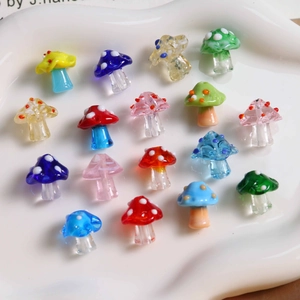 Handmade Colorful Polka Dot Mushroom Shape Lampwork Glass Beads For DIY Necklace Bracelet Earring Jewelry Making Accessories