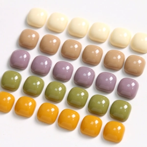 Colorful 10mm resin square cabochons in Morandi tones for DIY jewelry making