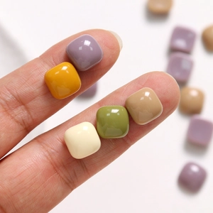 10mm colorful square resin charms for DIY jewelry and hair accessories on fingertip