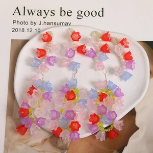 Pendentif Fleur de Muguet en Acrylique Mat Fait à la Main avec Künstliche Perles de Verre Colorées Accessoire DIY pour Bijouterie