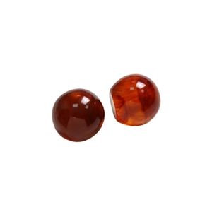 Pair of 20mm amber resin half-round beads with marble texture for DIY jewelry making