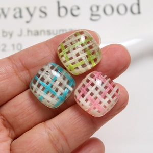 DIY checkered resin square cabochons for jewelry making and phone case decor