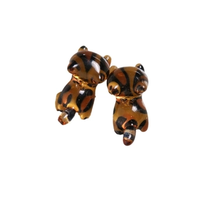 Mini leopard print cartoon cat resin charms for DIY jewelry and phone case making