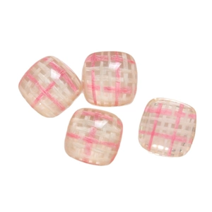 Pink and beige checkered resin square charms for DIY jewelry and phone case making