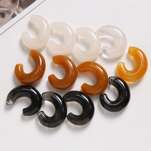 Ink-wash style semi-transparent C-shape resin pendants for DIY earrings and hair clips