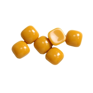 Set of six 10mm glossy ginger yellow square resin charms for DIY jewelry making