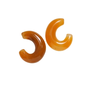 Translucent amber resin C-shaped charms with ink-wash texture for DIY jewelry making
