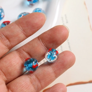Perles en verre océan bleues de 12mm avec motif de poisson pour bijoux DIY faits main