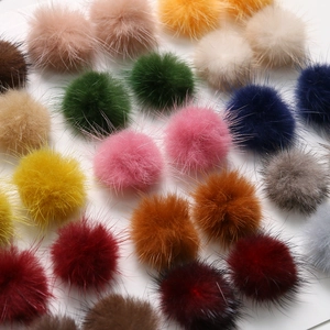 3.5cm colorful mink fur pom-poms for DIY hair accessories and jewelry making