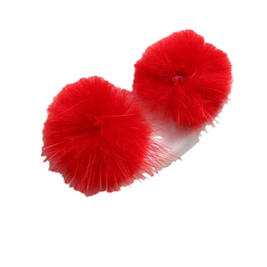 3.5cm vibrant red faux mink fur pompom balls for DIY winter hair accessories and jewelry