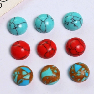 Runde Geometrische Riss Harz Cabochons Flache Rückseite Synthetische Türkis Stein Für DIY Ohrringe Ringe Schmuck Zubehör