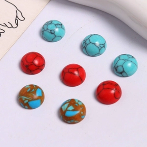 10mm geometrische Türkis-Cabochons mit Rissmuster für DIY-Schmuck und Bastelarbeiten