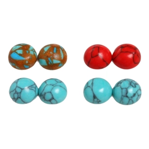 Set aus 10 mm geometrischen runden Türkis-Cabochons für DIY-Schmuck und Zubehör