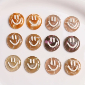 DIY Resin Smiley Face Charms Smudged Glitter Irregular Flatback Patches For Hair Clips Headwear Jewelry Making Findings Accessories