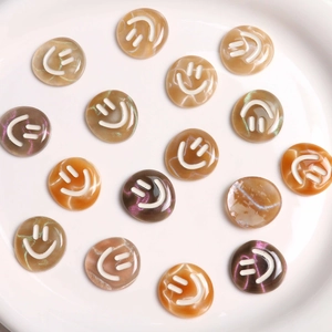 Marbled resin smiley face cabochons with glitter for DIY hair clip accessories