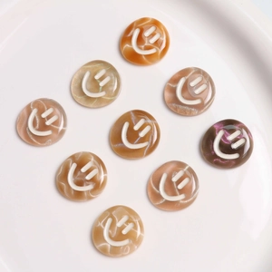 Marbled resin smiley face charms with glitter for DIY hair clips and jewelry making