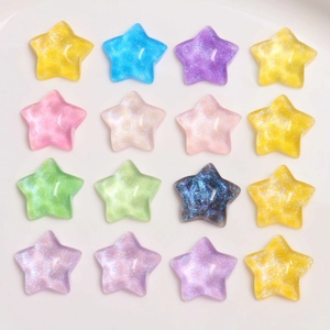 Mix of 16 colorful glitter starry resin star pendants for DIY earrings and hair accessories