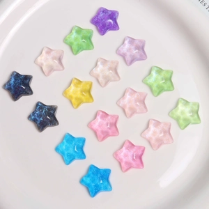 Glittery resin star charms in macaron colors for DIY jewelry and hair accessories making