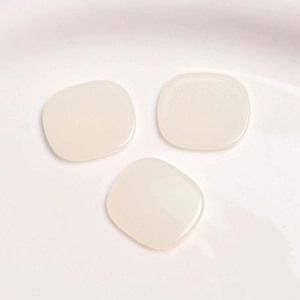 Three-piece set of translucent creamy white square resin charms for DIY jewelry making
