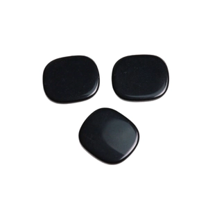 Three pieces of polished black resin square cabochons for DIY jewelry and accessories