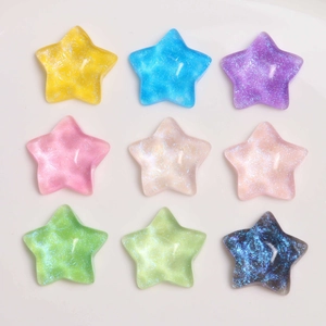 Dreamy Star Resin Flatback Cabochons Glitter Water Ripple Pentagram DIY Jewelry Making Accessories For Earrings Hair Decor