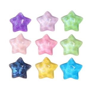 Star-shaped glitter resin charms in 9 pastel colors for DIY jewelry and hair accessories