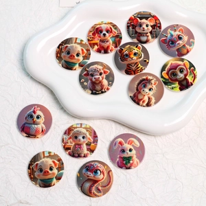 Vue détaillée de 12 breloques en acrylique animaux du zodiaque pour accessoires DIY