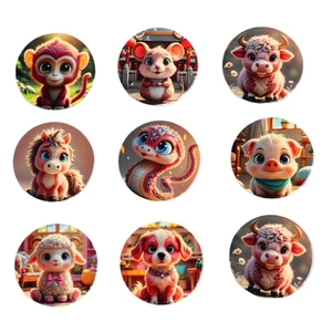 Lot de 9 breloques en acrylique animaux du zodiaque 3D pour bijoux et coques de téléphone