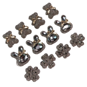 Sparkly resin DIY charms set with crystal rabbits, glitter bears, and floral shapes