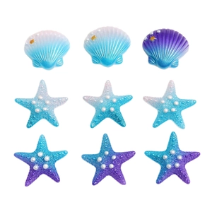 9er-Set Harz-Seesterne und Muscheln mit Perlen für DIY-Schuhdekoration im Meeres-Stil
