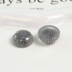 Grey glitter resin dome cabochon with radial stripes for DIY jewelry making