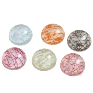 Lot de cabochons en résine translucide avec maille métallique en six couleurs variées