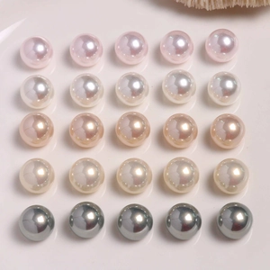 Pearlescent half-round pearl DIY beads in 5 elegant shades for jewelry making