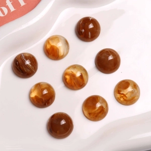 Cabochons ronds de 18mm en résine ambre avec motif écaille pour la création de bijoux