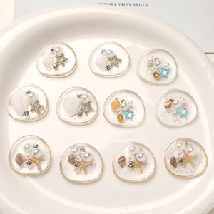 Ocean Theme Artificial Pearl Shell Starfish Resin Accessories DIY Shoe Charms Phone Case Handmade Crafting Materials Cabochon Patches