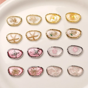 Oval Alloy DIY Jewelry Pendants Summer Fresh Resin Dried Flower Starfish Cross Accessories For Earring Jewelry Making Women
