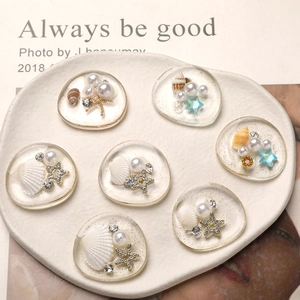DIY summer resin charms with starfish, shells, and pearls for phone cases and shoes