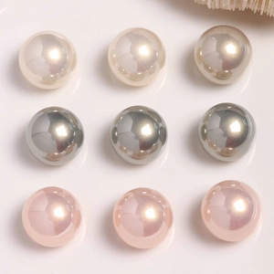 Pearlescent high-waist round pearl charms in white, silver-grey, and soft pink hues