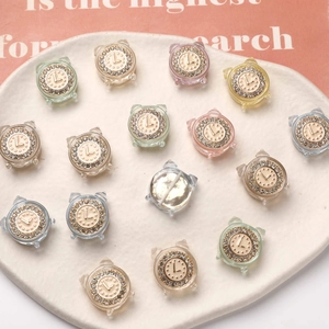 Ciondoli mini sveglia in resina con strass scintillanti per accessori per orecchini
